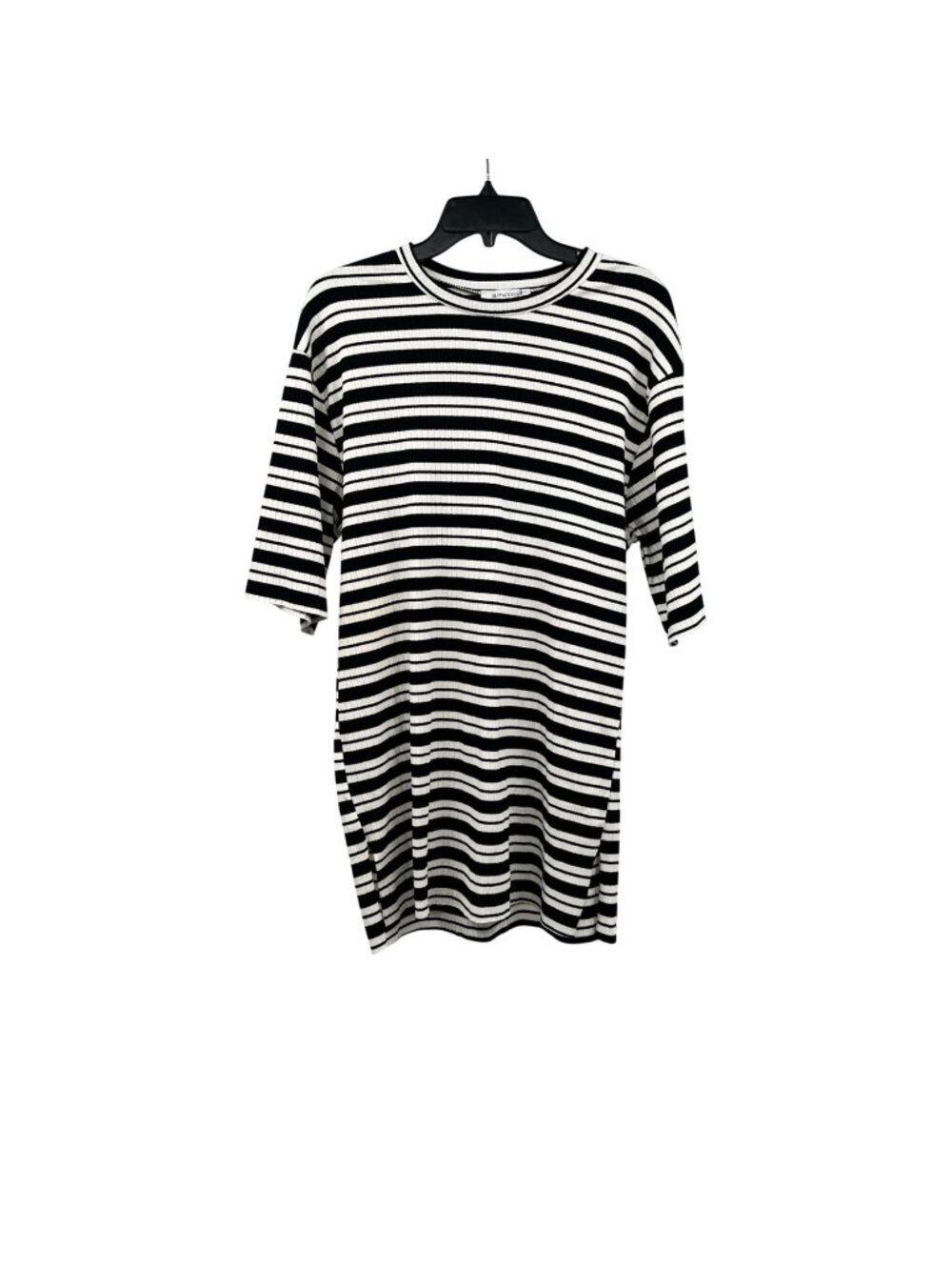 Olivaceous Striped Mini Shift Dress 3/4 Sleeve Black/White Size Medium New